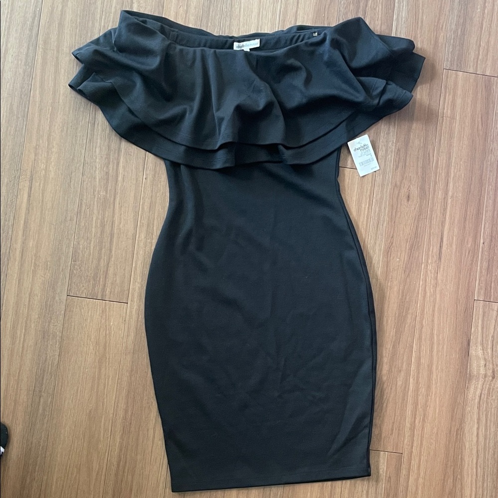Charlotte Russe Elegant Black Off-Shoulder party Dress